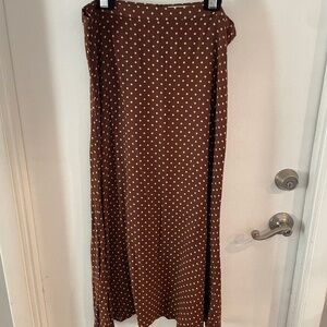 Reformation Bea Skirt in Cappuccino chocolate polka dot skirt size 12